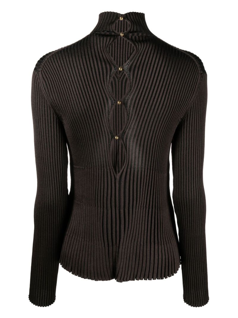 Brown Knit Cut-out Top