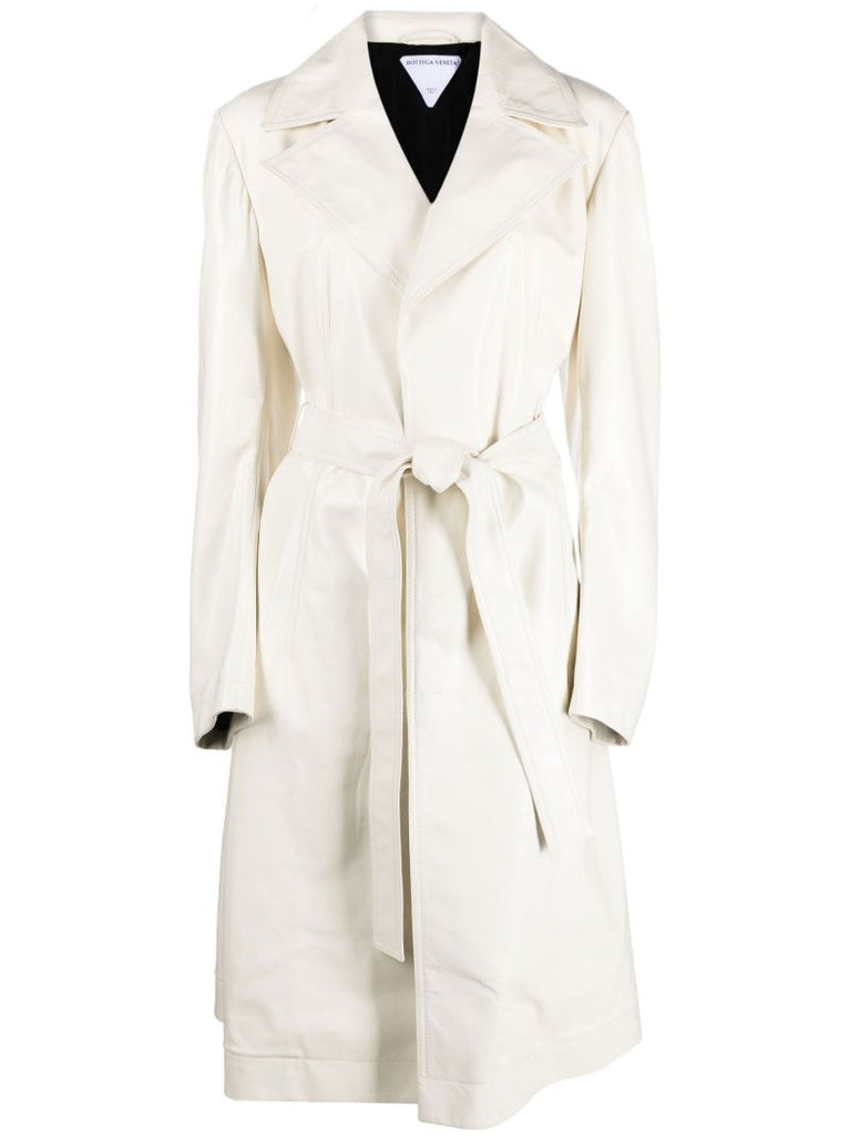 White Leather Trench Coat