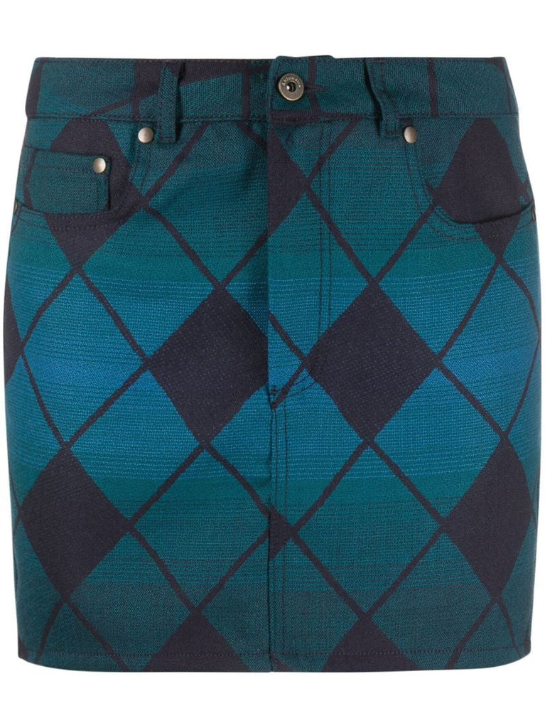 Blue Wool Mini Skirt