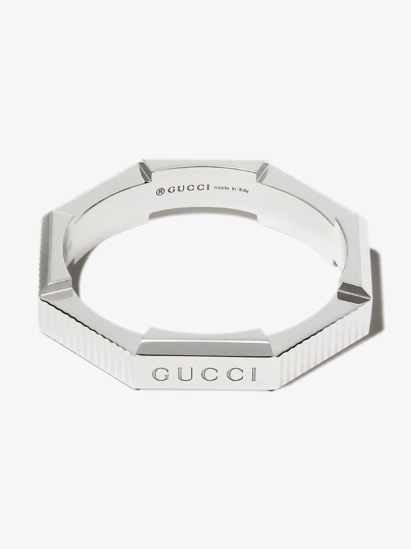 18k White Gold Link to Love Striped Ring