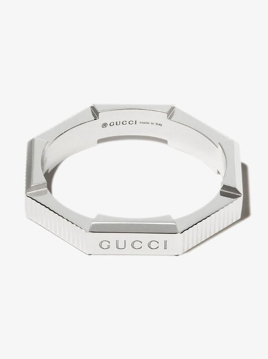 18k White Gold Link to Love Striped Ring