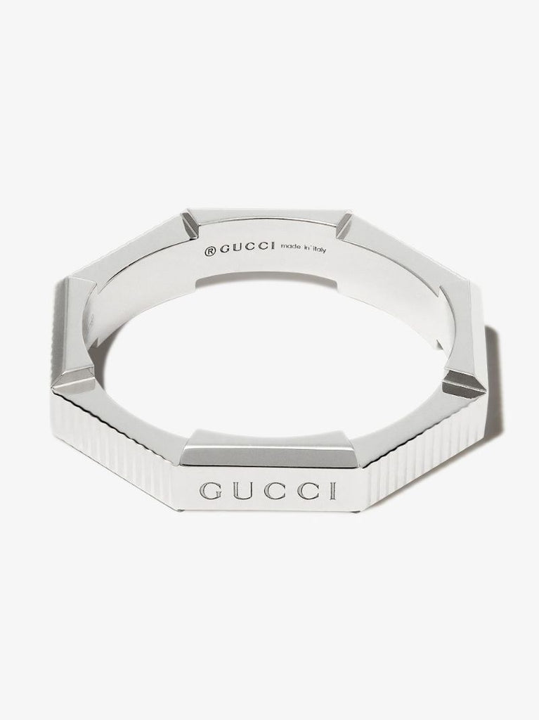 18k White Gold Link to Love Striped Ring