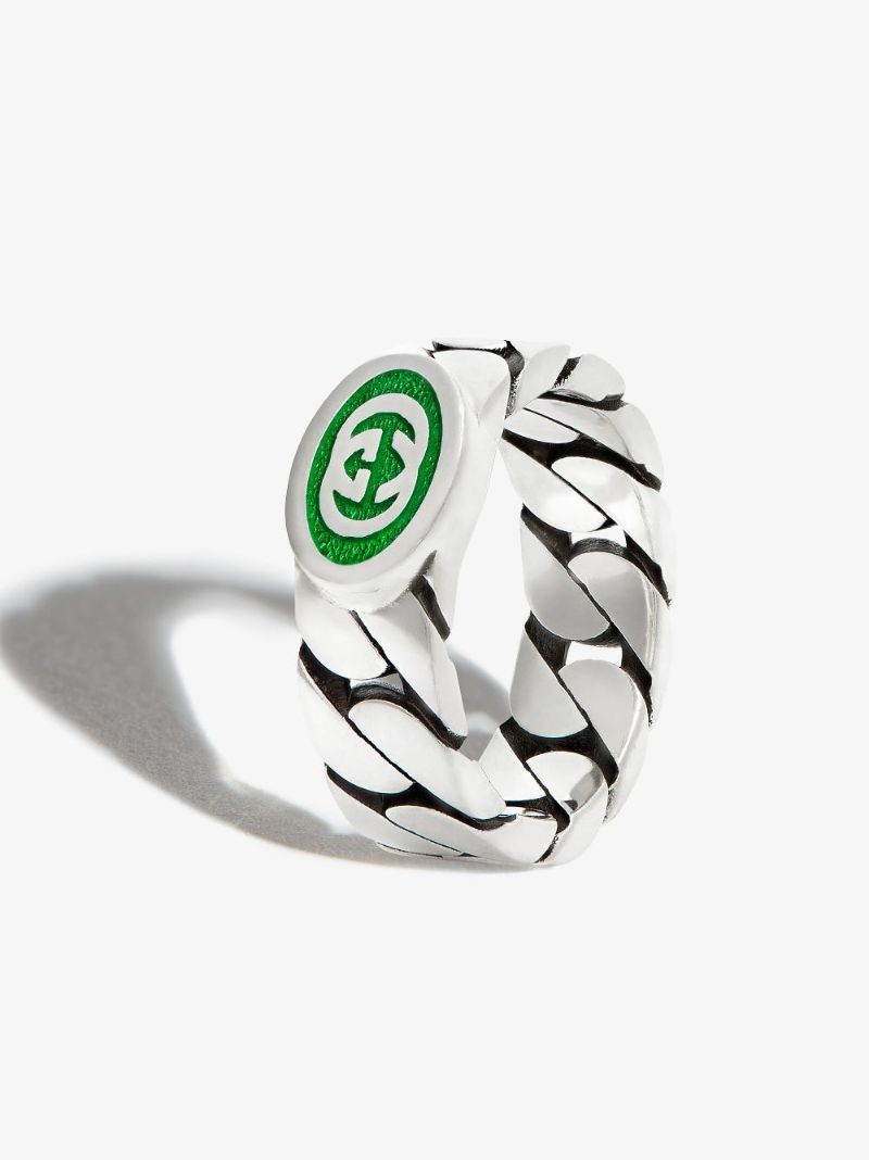 Sterling Silver Interlocking G Enamel Ring