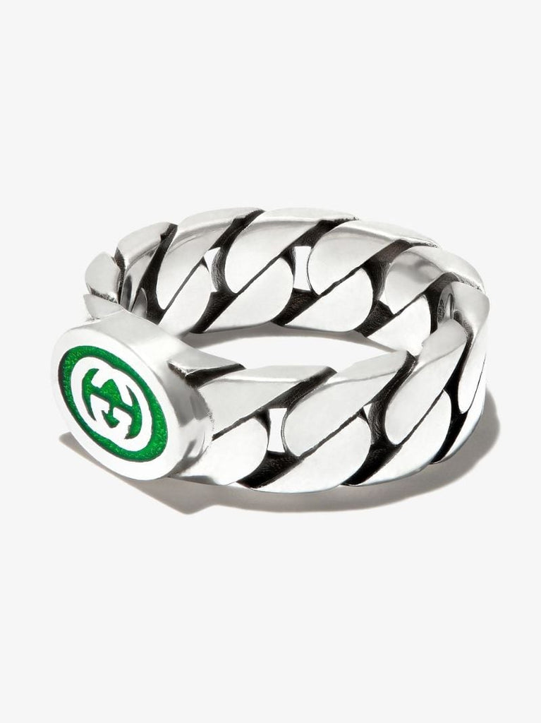 Sterling Silver Interlocking G Enamel Ring