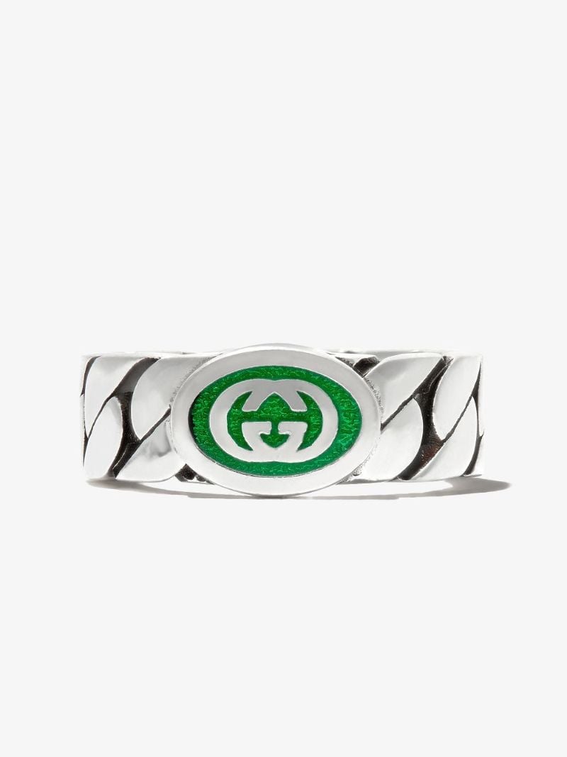 Sterling Silver Interlocking G Enamel Ring