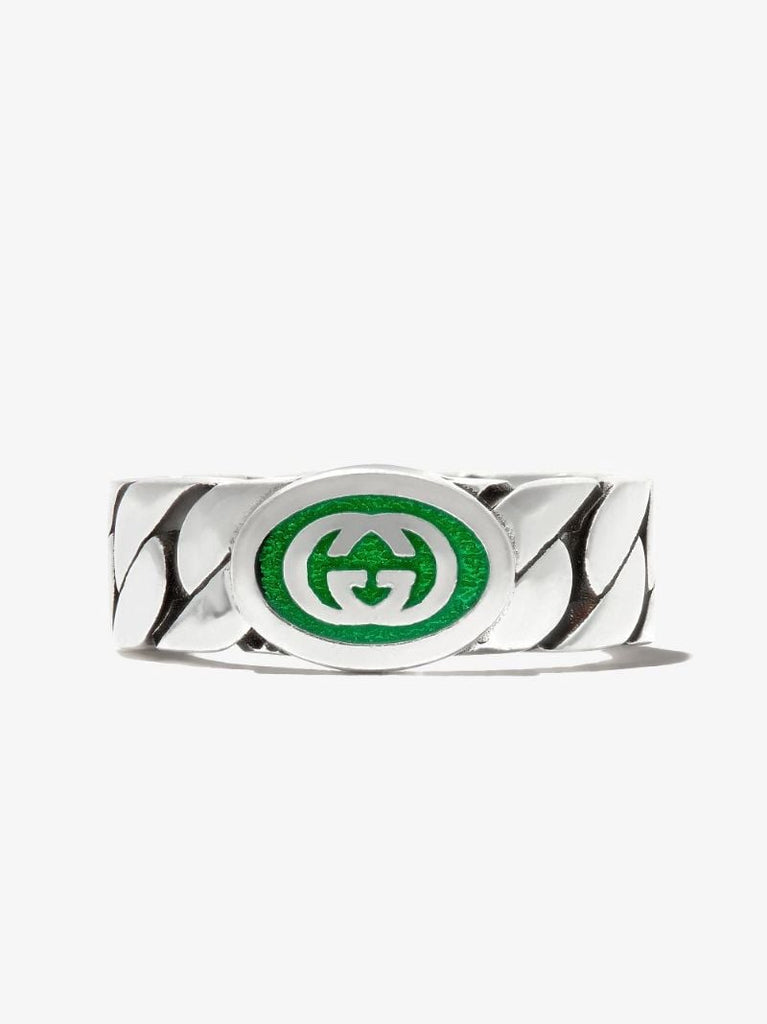 Sterling Silver Interlocking G Enamel Ring