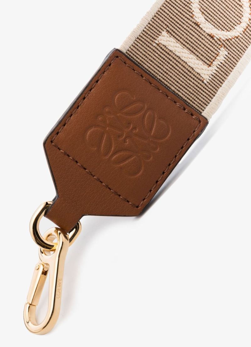 Brown Logo Embroidered Bag Strap