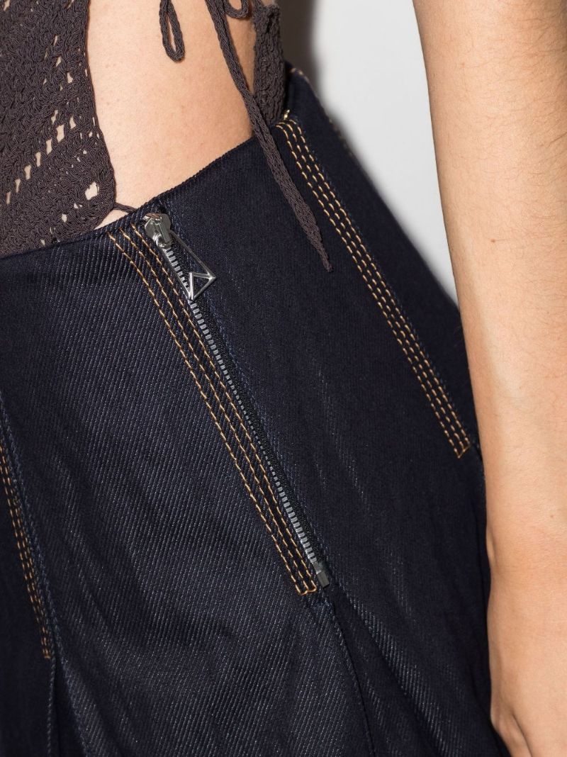 Blue Pleated Denim Mini Skirt