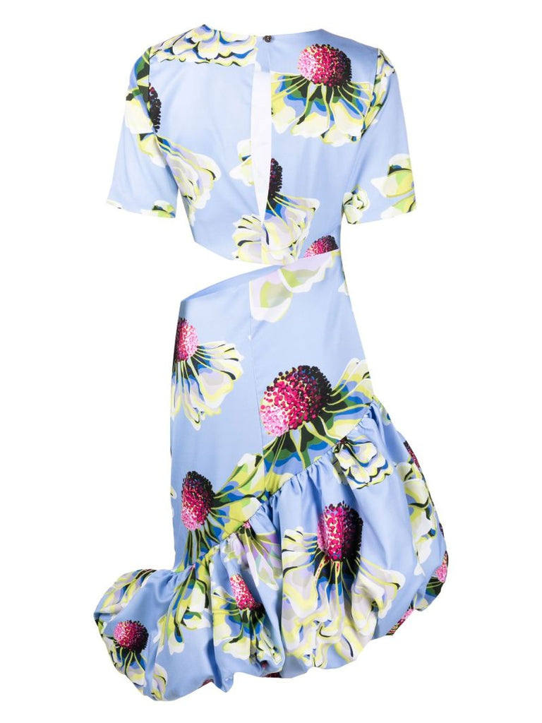 Blue Alma Floral Cut-out Dress