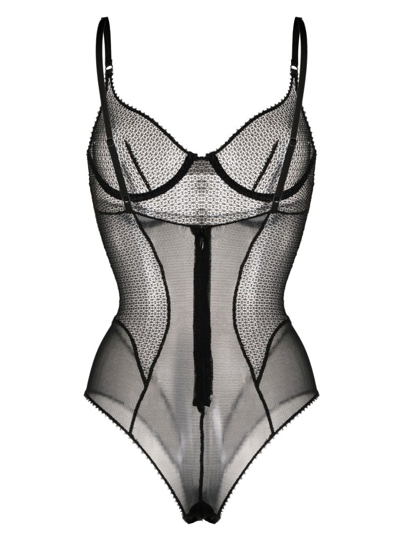 Black Lace Trim Bodysuit