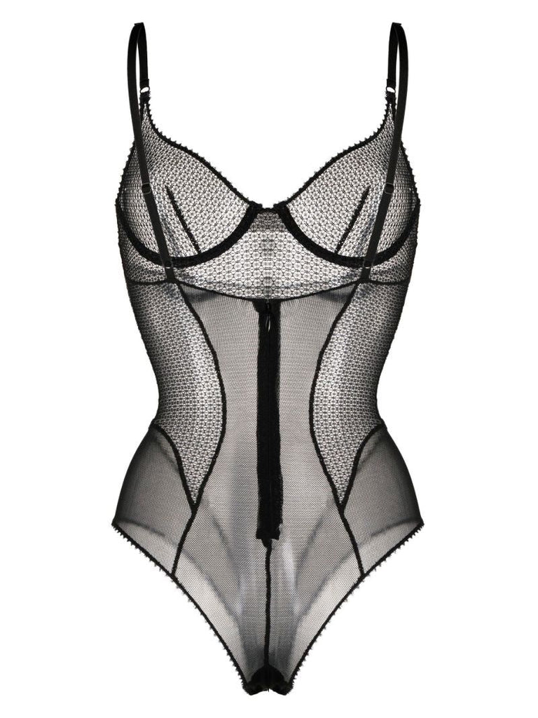 Black Lace Trim Bodysuit