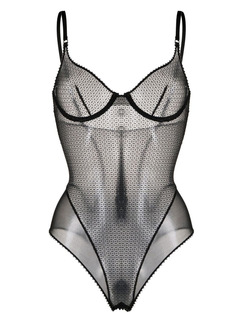 Black Lace Trim Bodysuit