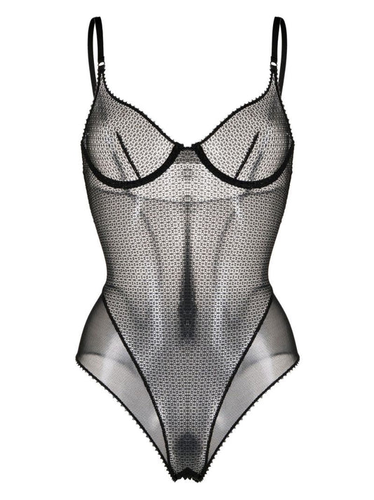 Black Lace Trim Bodysuit