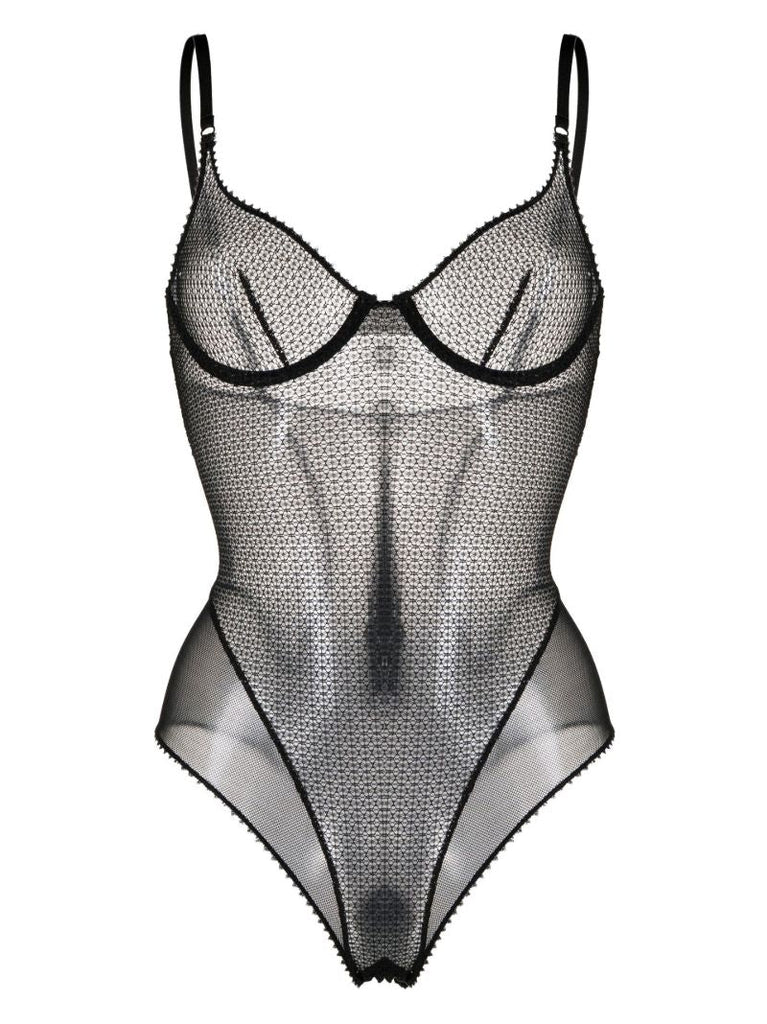 Black Lace Trim Bodysuit