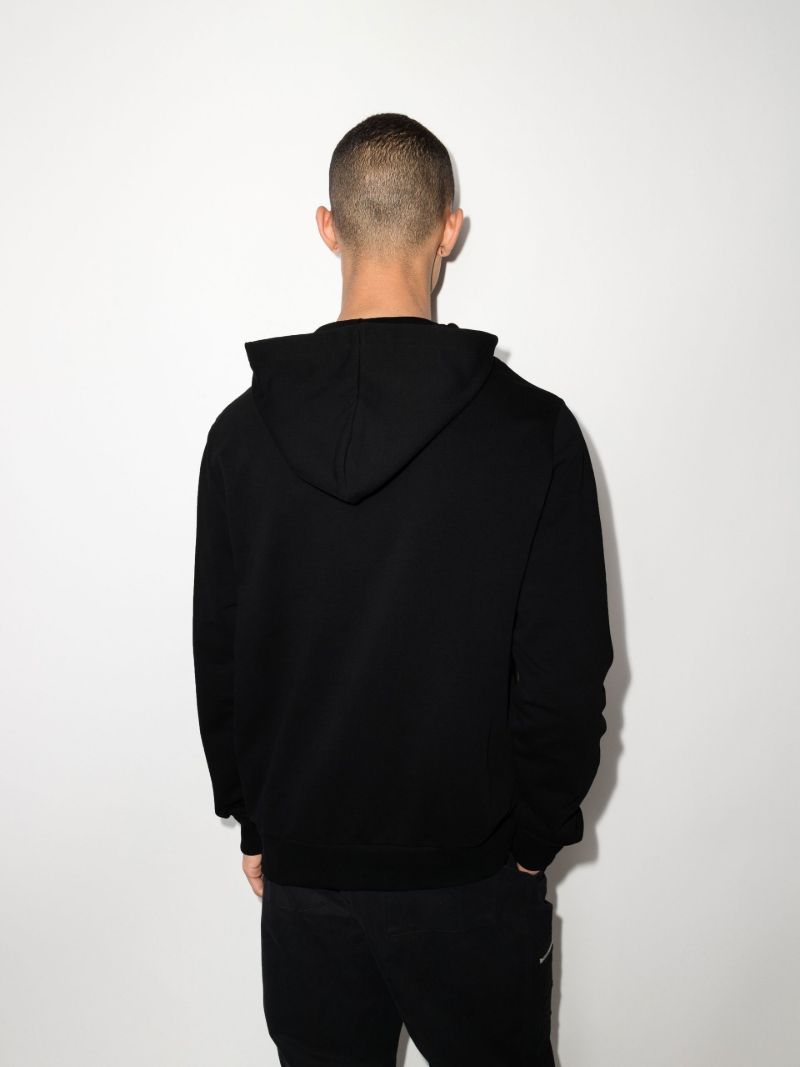 Black Logo Print Cotton Hoodie