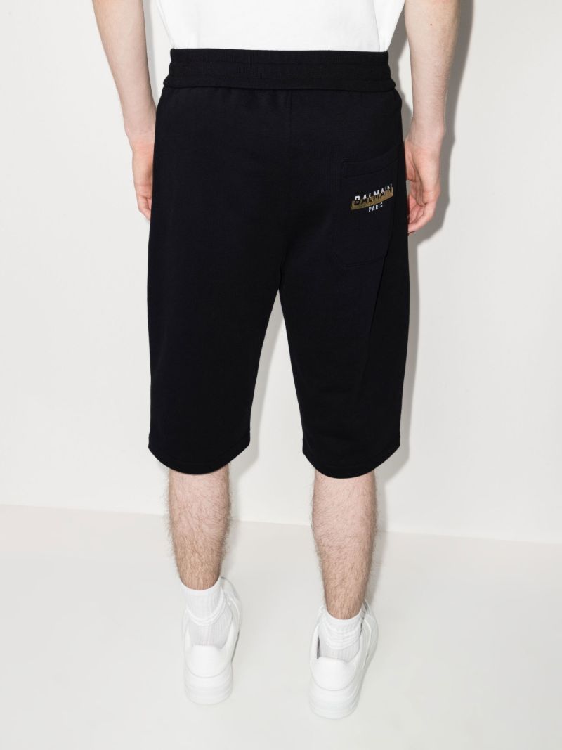 Black Foil Logo Cotton Track Shorts