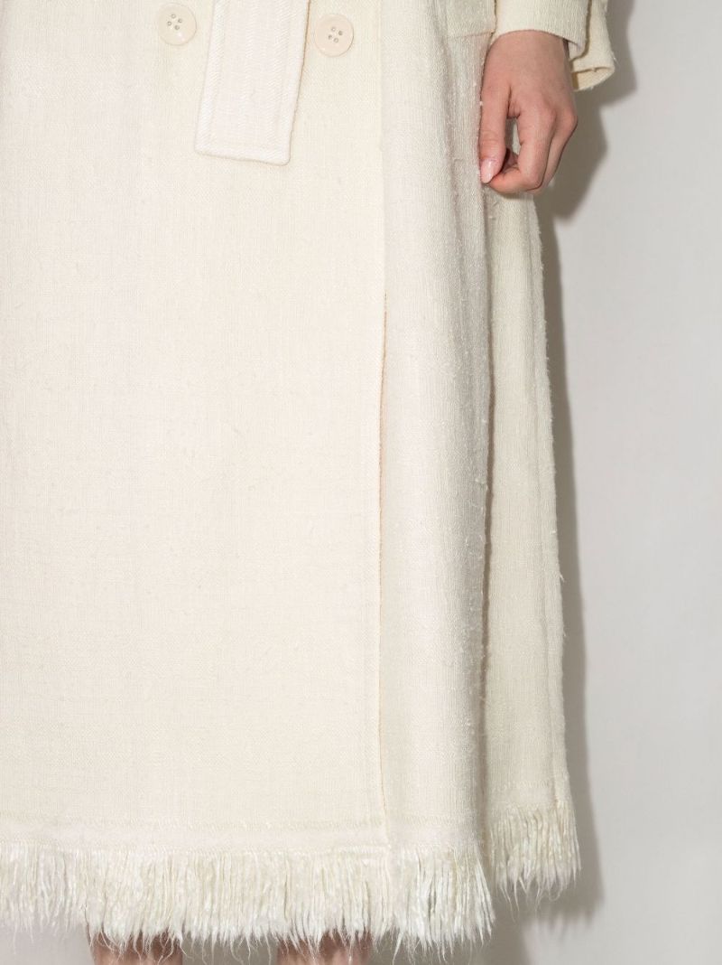 Neutral Double-breasted Silk Trench Coat