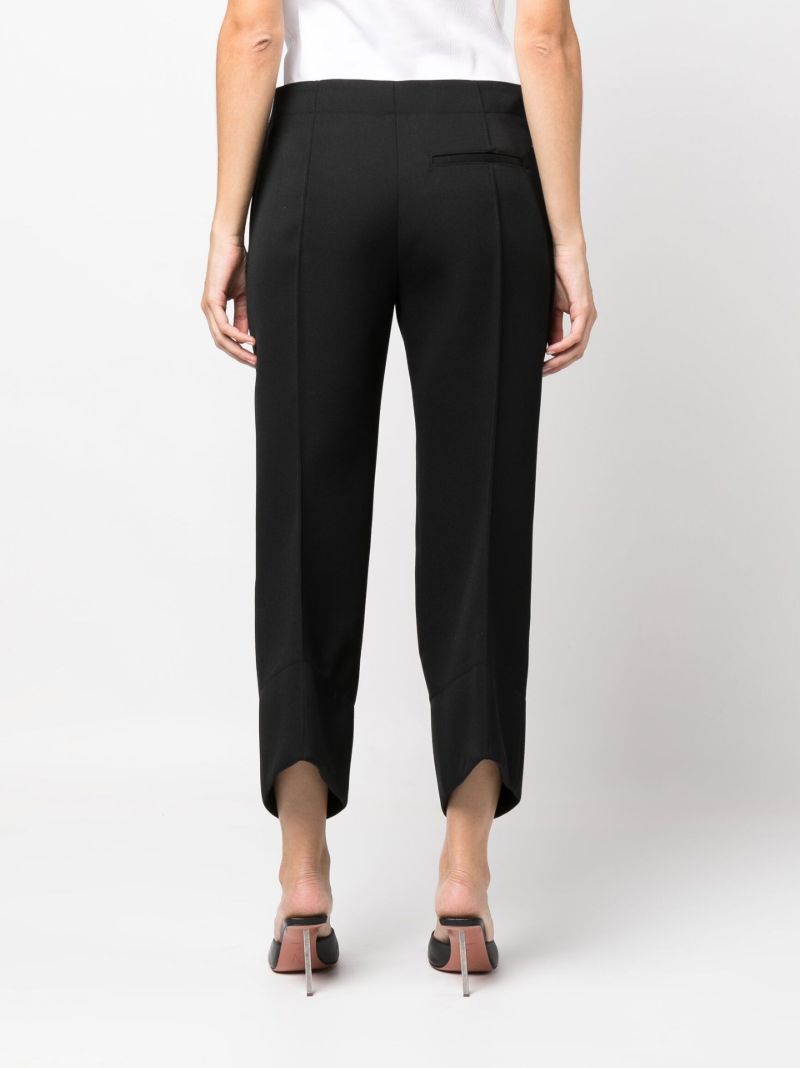 Black Cropped Curved-seam Wool Trousers