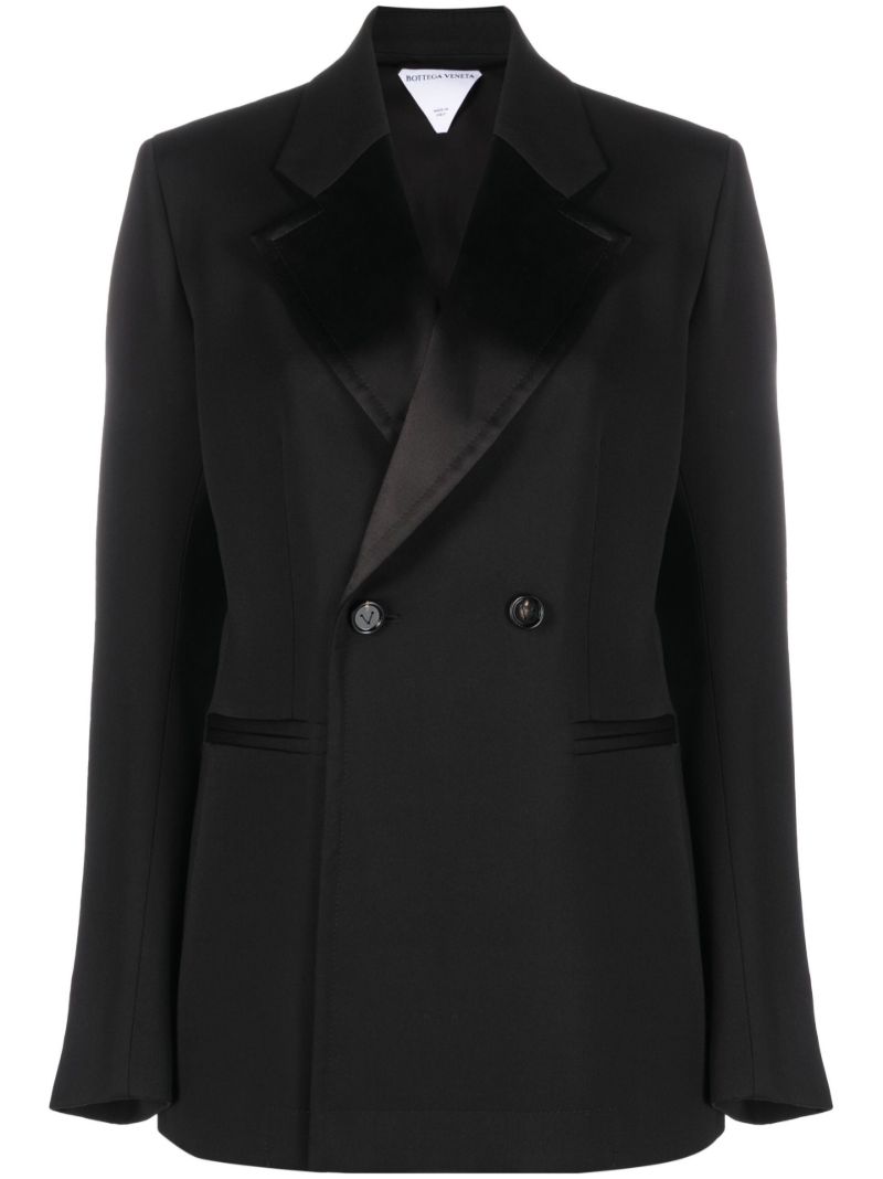 Black Double-breasted Wool Blazer
