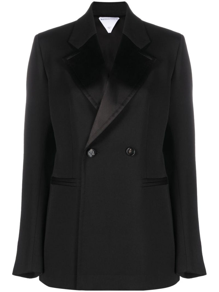 Black Double-breasted Wool Blazer