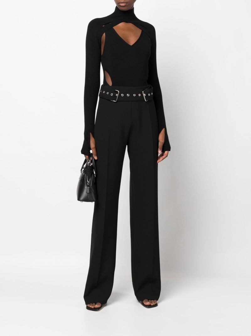 Black Stone Belted Trousers