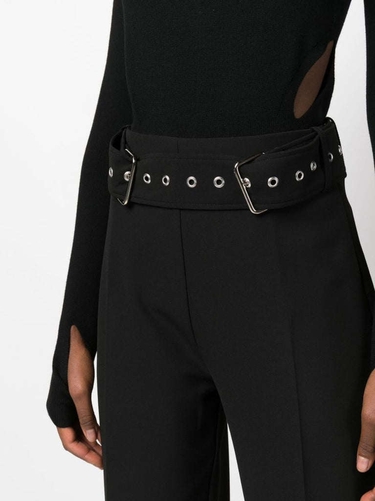 Black Stone Belted Trousers