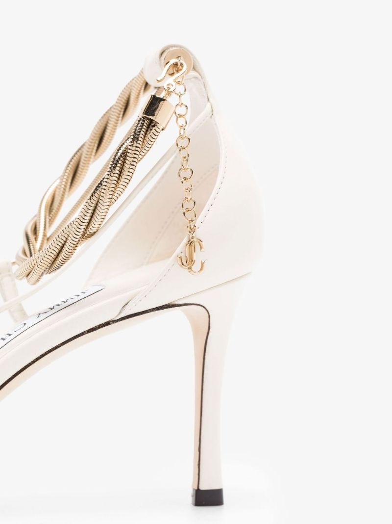 White Odessa 75 Chain Detail Leather Sandals
