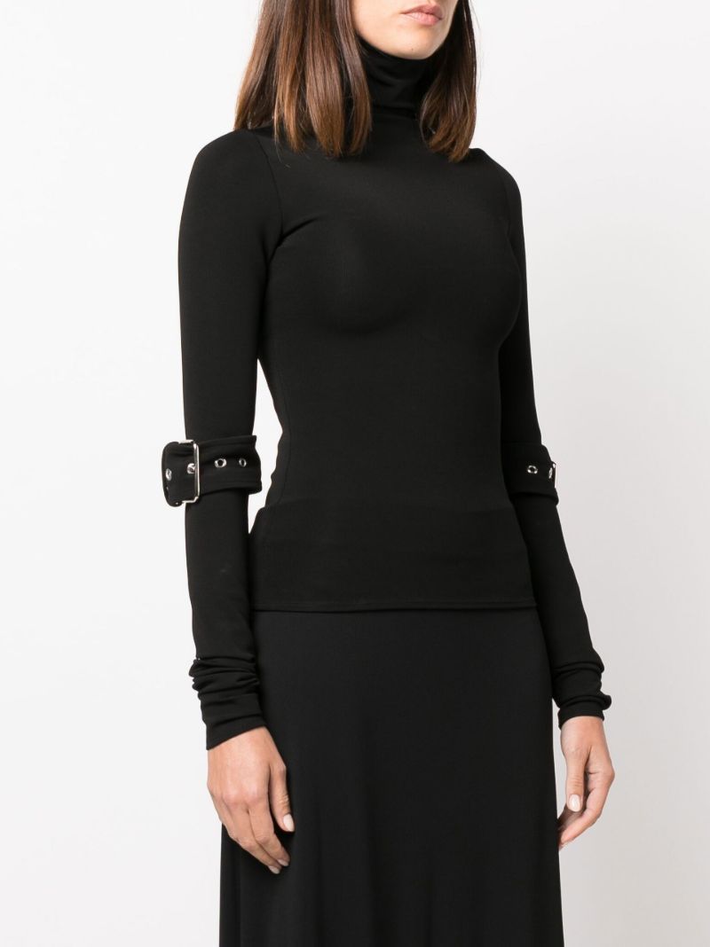 Black Stride Belted Top