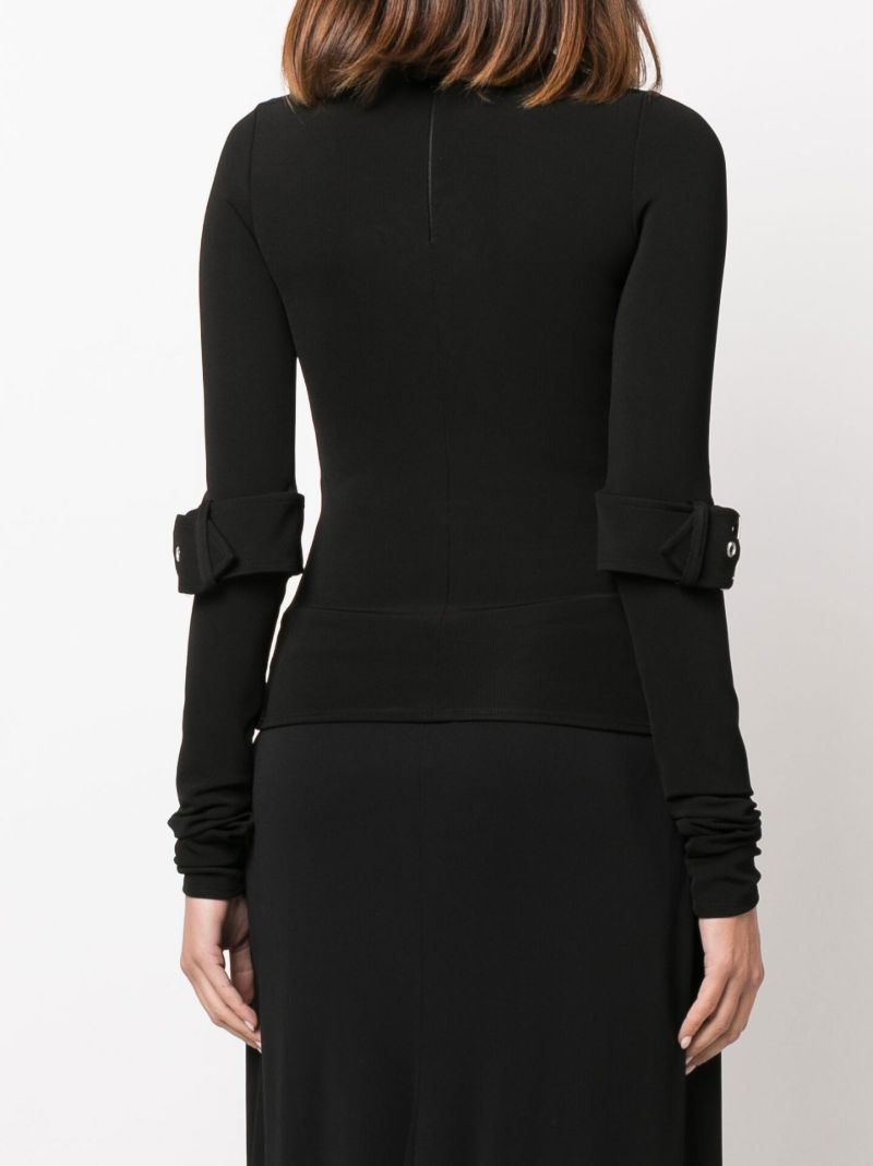 Black Stride Belted Top