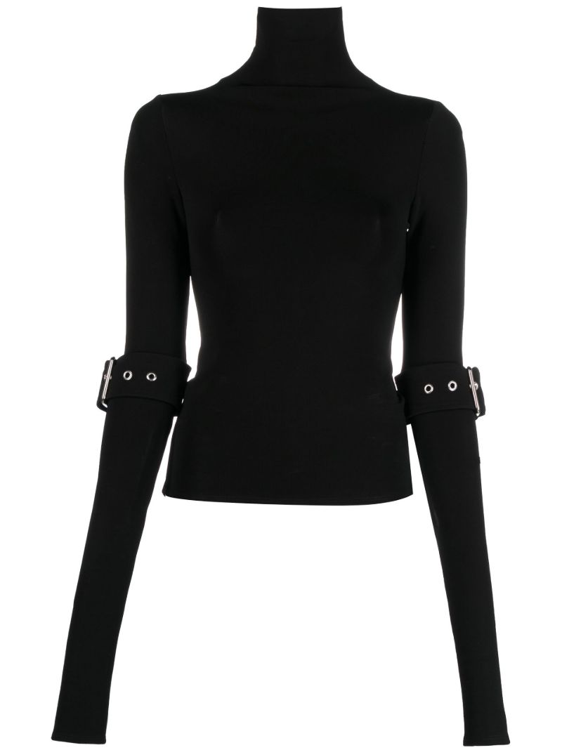 Black Stride Belted Top