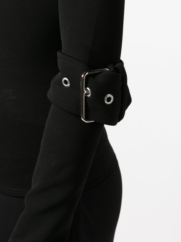 Black Stride Belted Top