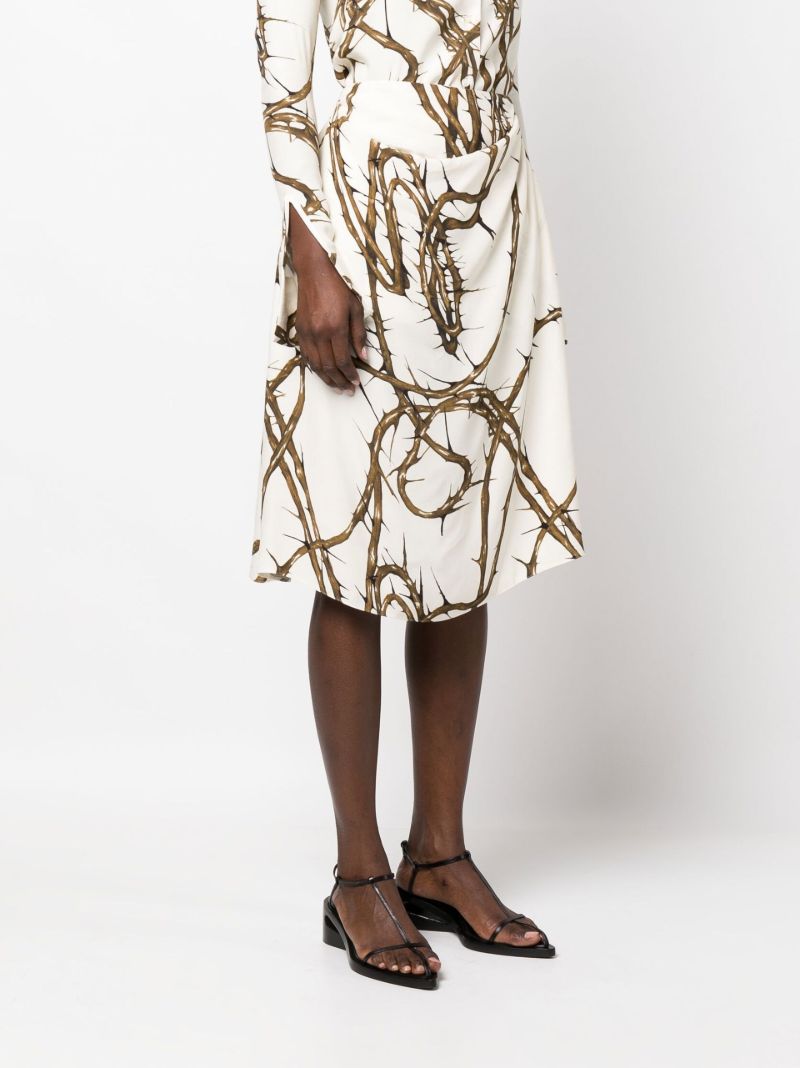 Neutral Thorn Print Draped Skirt