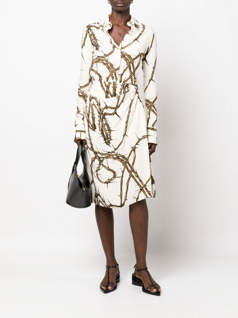 Neutral Thorn Print Draped Skirt
