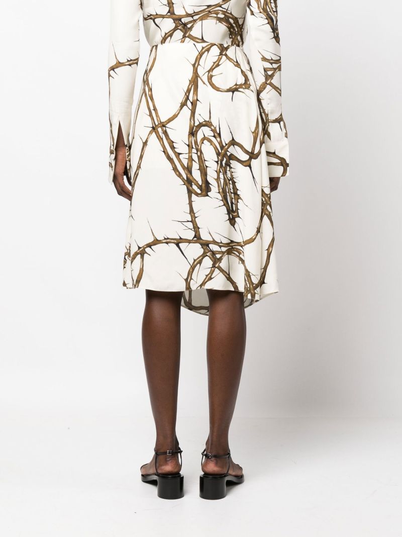 Neutral Thorn Print Draped Skirt