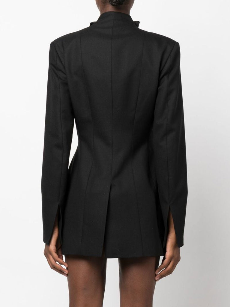 Black High Neck Single-breasted Wool Blazer