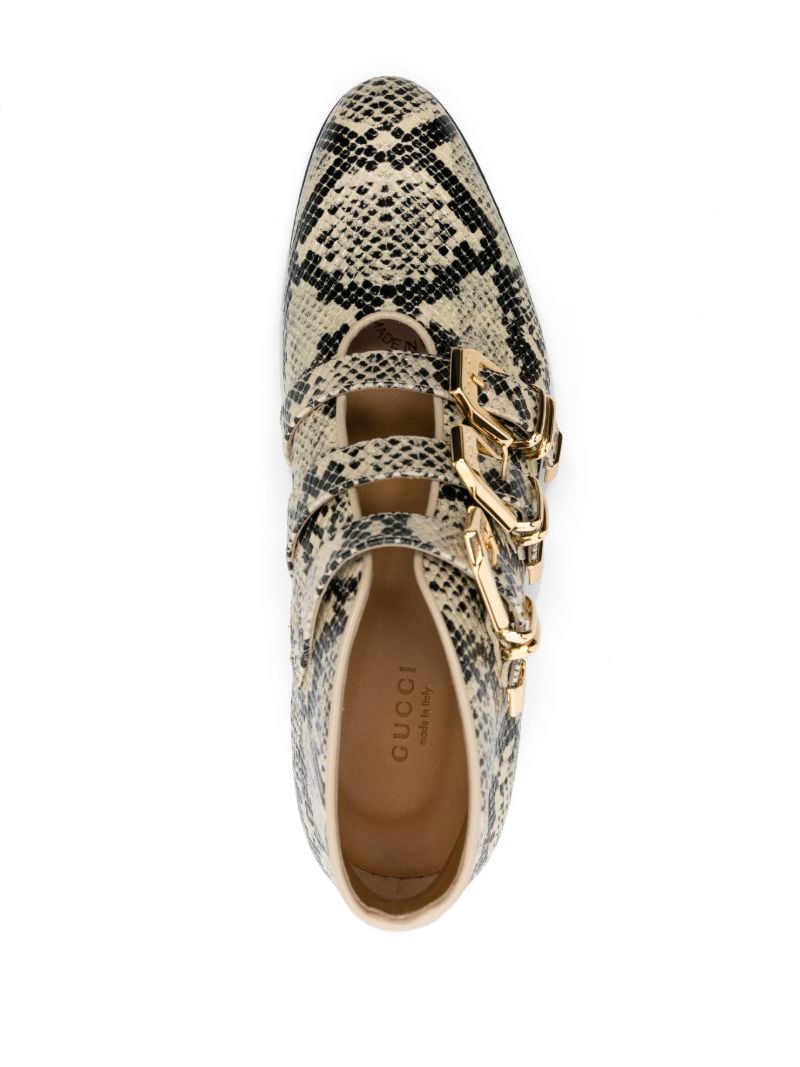 Neutral Snake-effect Leather Ankle Boots