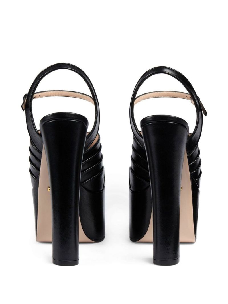 Black 155 Leather Platform Sandals