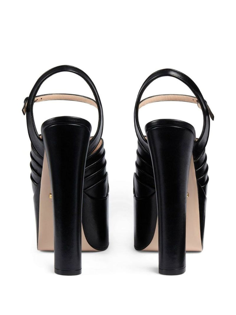 Black 155 Leather Platform Sandals