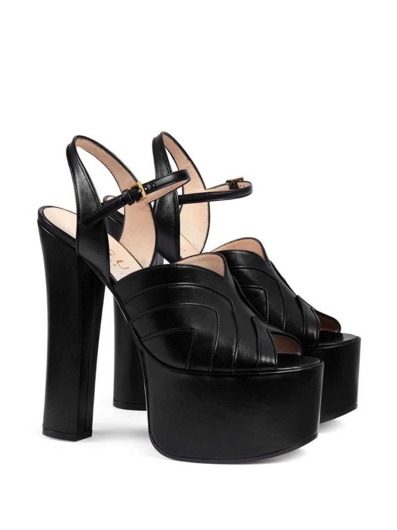 Black 155 Leather Platform Sandals