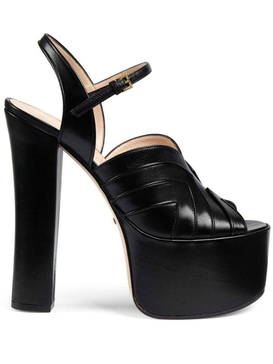 Black 155 Leather Platform Sandals