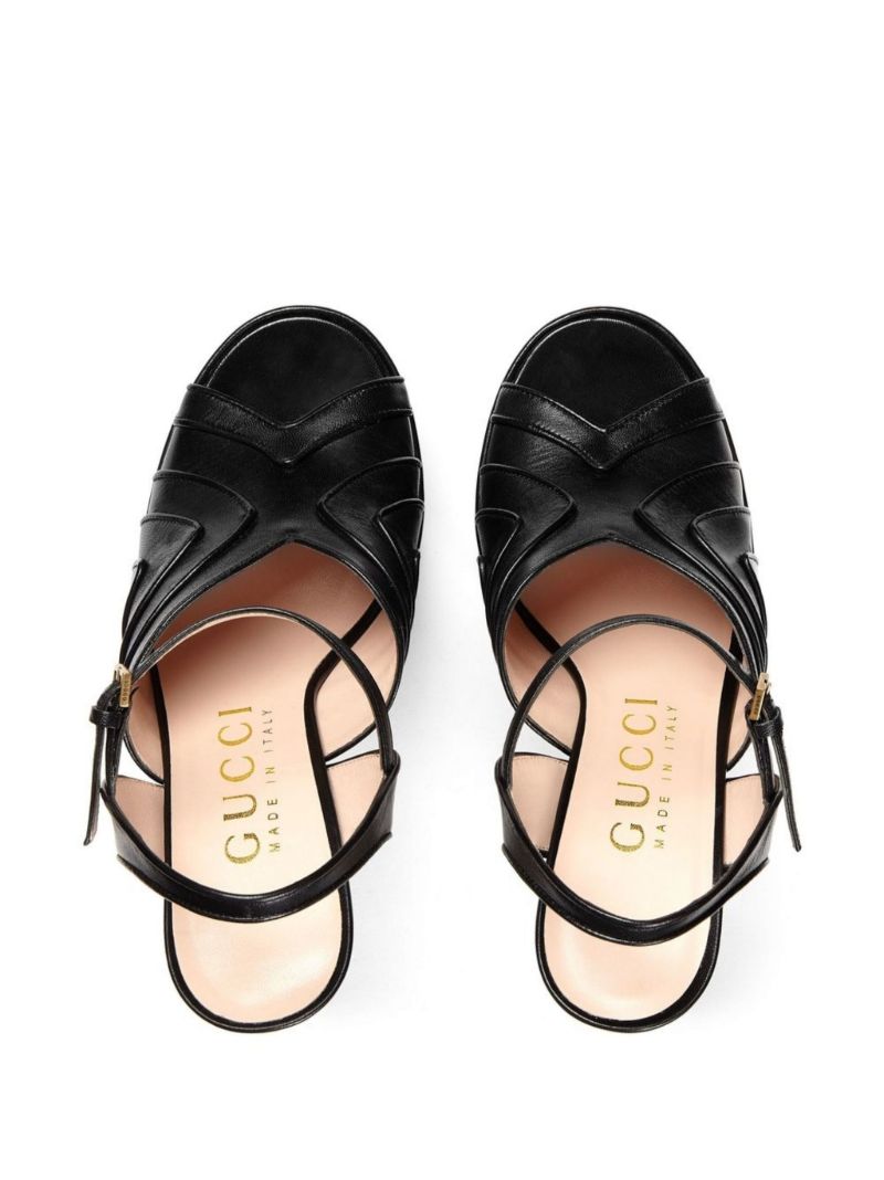 Black 155 Leather Platform Sandals