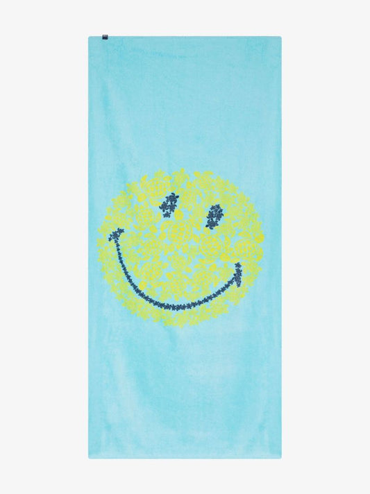 X Smiley Blue Turtle Print Smiley Face Beach Towel