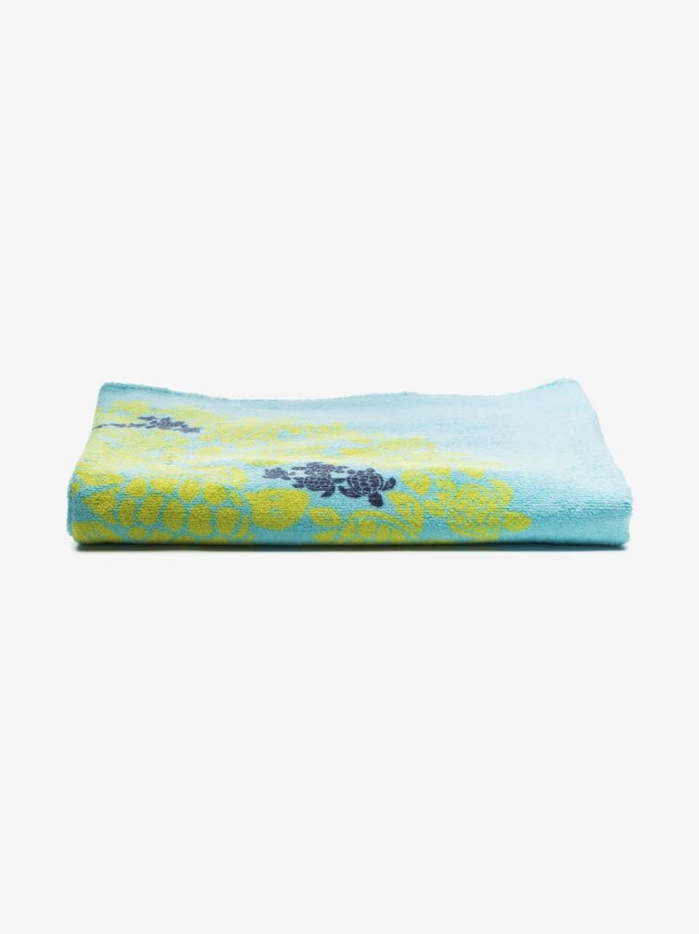 X Smiley Blue Turtle Print Smiley Face Beach Towel