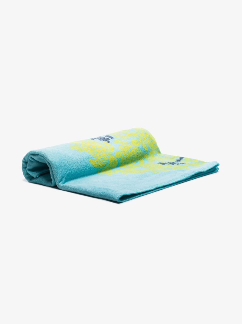 X Smiley Blue Turtle Print Smiley Face Beach Towel