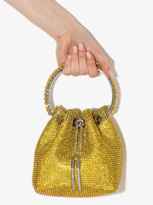 Yellow Bon Bon Crystal Embellished Bucket Bag