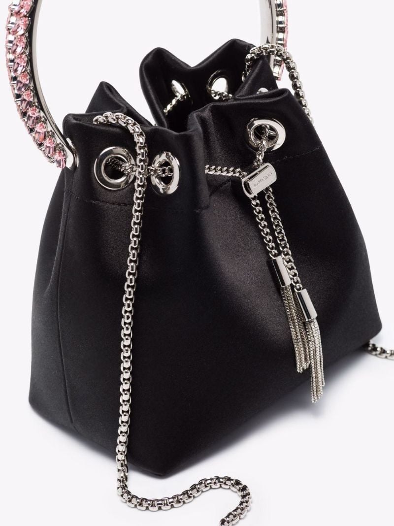 Black Bon Bon Crystal-embellished Satin Bag