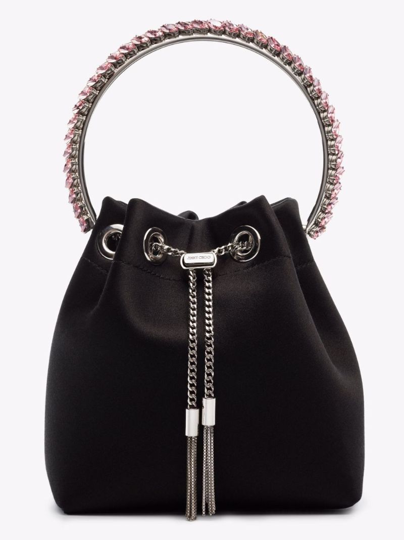 Black Bon Bon Crystal-embellished Satin Bag