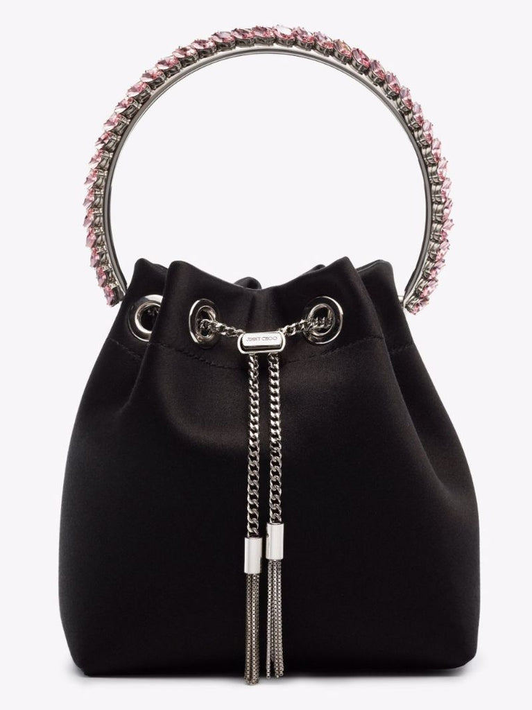 Black Bon Bon Crystal-embellished Satin Bag