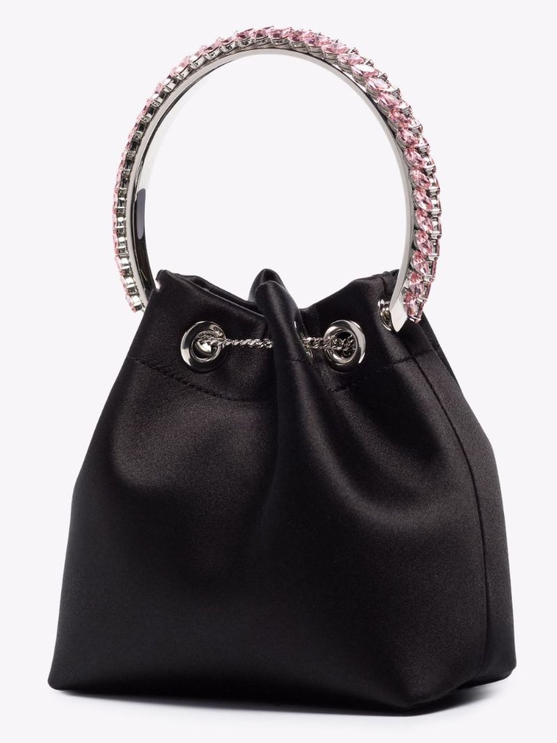 Black Bon Bon Crystal-embellished Satin Bag