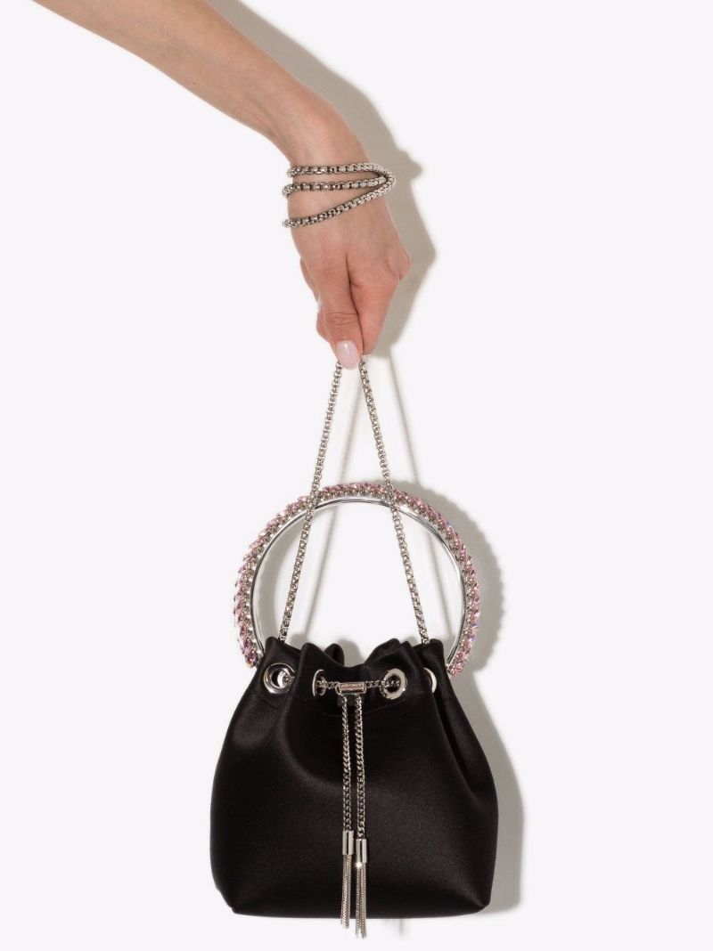Black Bon Bon Crystal-embellished Satin Bag